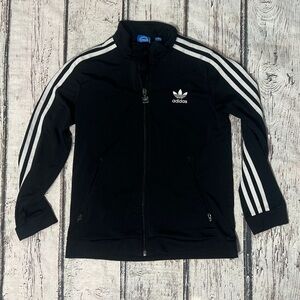 Adidas Trefoil Black Zip Up Soccer Track & Field Fashion Boys Kids Youth Jacket